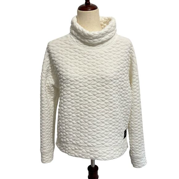 CALVIN KLEIN PERFORMANCE COWL NECK QUILTED‎ SWEATSHIRT IN WHITE WOMEN'S SMALL - Picture 1 of 15